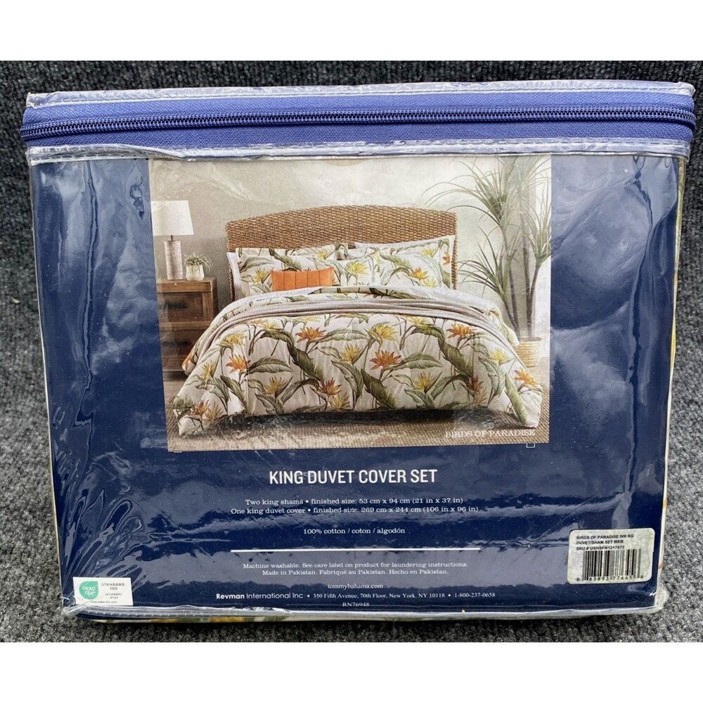 Tommy Bahama Birds of Paradise King Duvet Set 3pc Ivory Tropical Floral NIP NEW - Picture 6 of 10